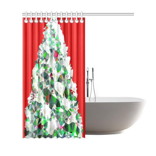 Christmas Tree Low Poly Geometric Triangles Shower Curtain 69"x72"
