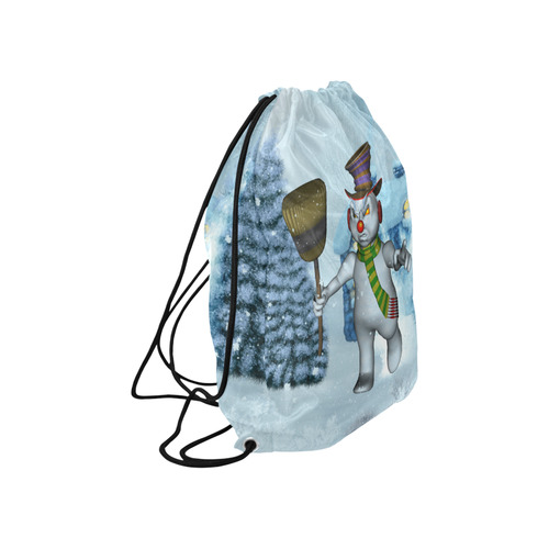 Funny grimly snowman Large Drawstring Bag Model 1604 (Twin Sides)  16.5"(W) * 19.3"(H)