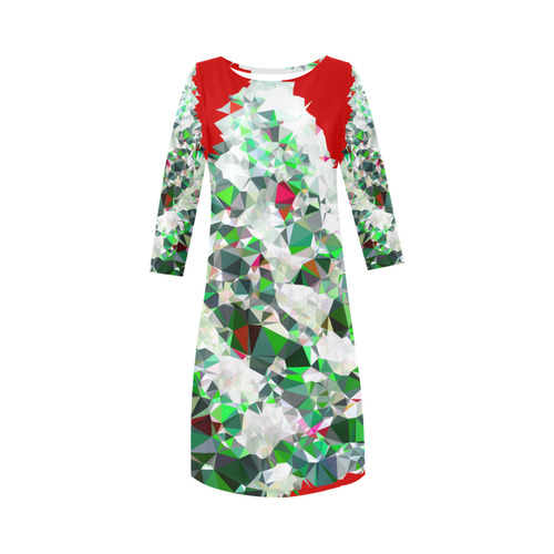 Christmas Tree Low Poly Geometric Triangles Round Collar Dress (D22)