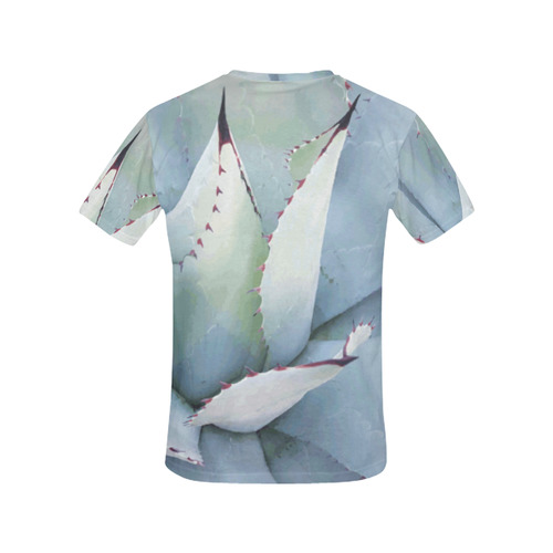 Succulent  Blue Green Nature Vector Art All Over Print T-Shirt for Women (USA Size) (Model T40)