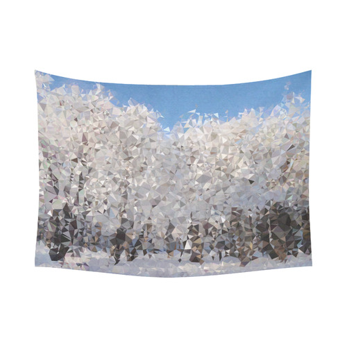 Trees in Snow Winter Geometric Landscape Cotton Linen Wall Tapestry 80"x 60"