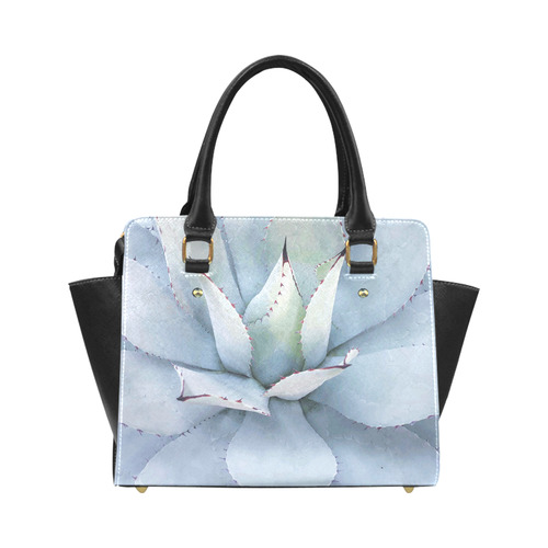 Succulent  Blue Green Nature Vector Art Classic Shoulder Handbag (Model 1653)