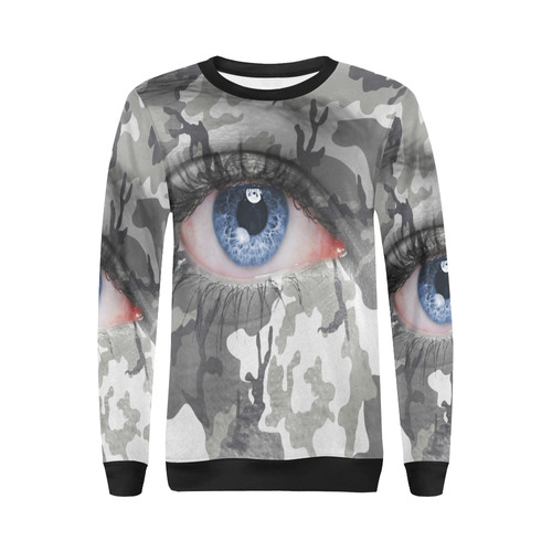 Urban camouflage on human face All Over Print Crewneck Sweatshirt for Women (Model H18)