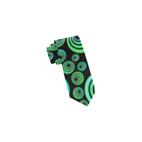 Crazy Fun Neon Blue & Green retro pattern Classic Necktie (Two Sides)