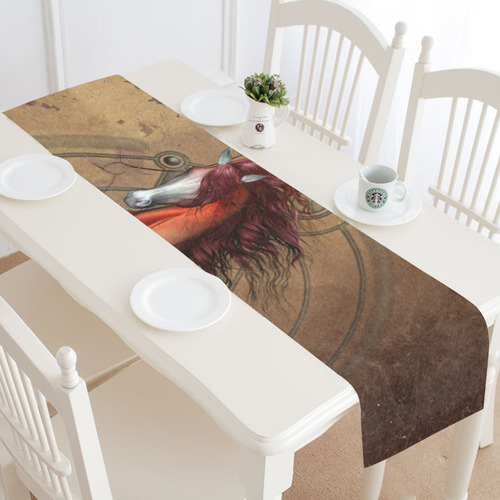 Wonderful horse with skull, red colors Table Runner 16x72 inch
