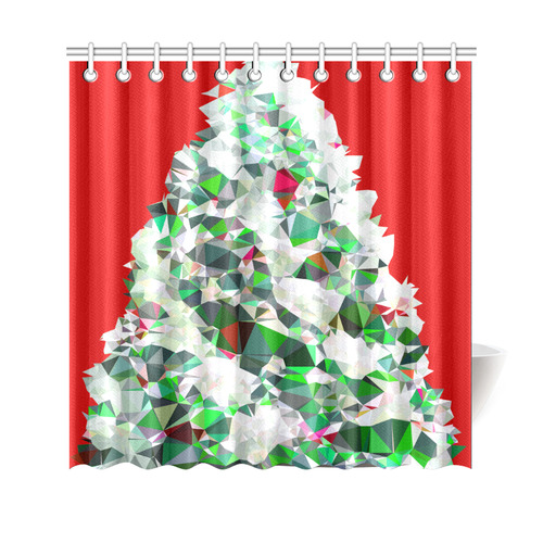 Christmas Tree Low Poly Geometric Triangles Shower Curtain 69"x70"