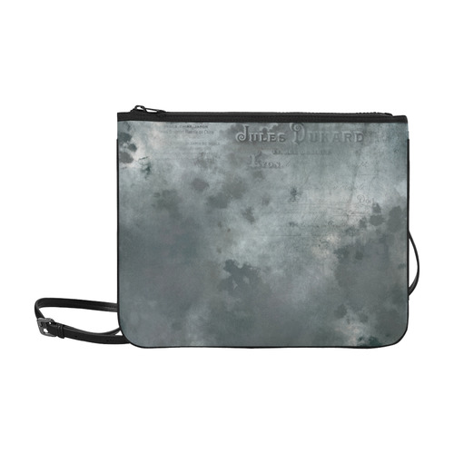 Dark grey letter vintage batik look Slim Clutch Bag (Model 1668)