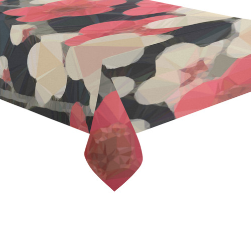Pink Sakura Japanese Floral Low Poly Geometric Cotton Linen Tablecloth 60"x 104"
