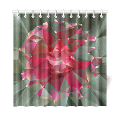 Ruby Low Poly Floral Geometric Triangles Shower Curtain 72"x72"