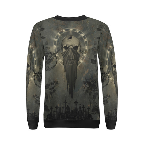 The creepy skull with spider All Over Print Crewneck Sweatshirt for Women (Model H18)