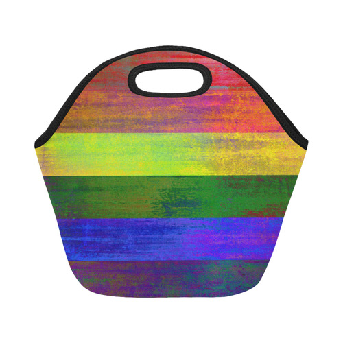 Rainbow Flag Colored Stripes Dark Grunge Neoprene Lunch Bag/Small (Model 1669)