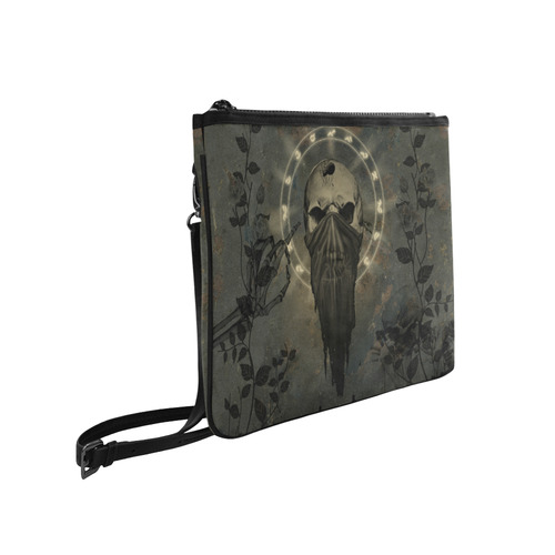 The creepy skull with spider Slim Clutch Bag (Model 1668)