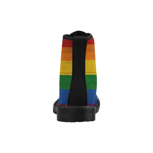 Rainbow Flag Colored Stripes Wood Martin Boots for Men (Black) (Model 1203H)