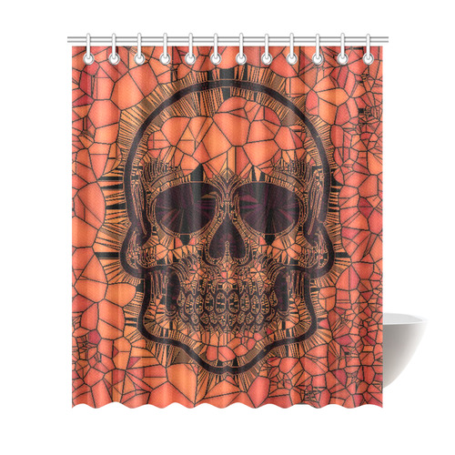 Glass Mosaic Skull,red by JamColors Shower Curtain 72"x84"