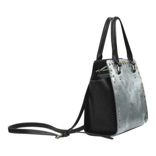 Dark grey letter vintage batik look Rivet Shoulder Handbag (Model 1645)