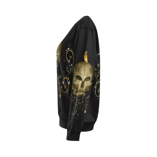 The golden skull All Over Print Crewneck Sweatshirt for Women (Model H18)