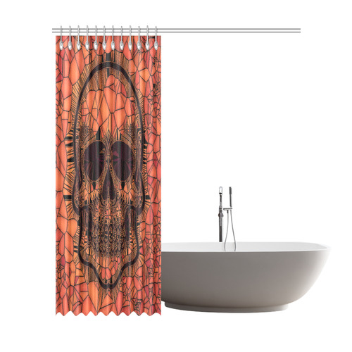 Glass Mosaic Skull,red by JamColors Shower Curtain 72"x84"