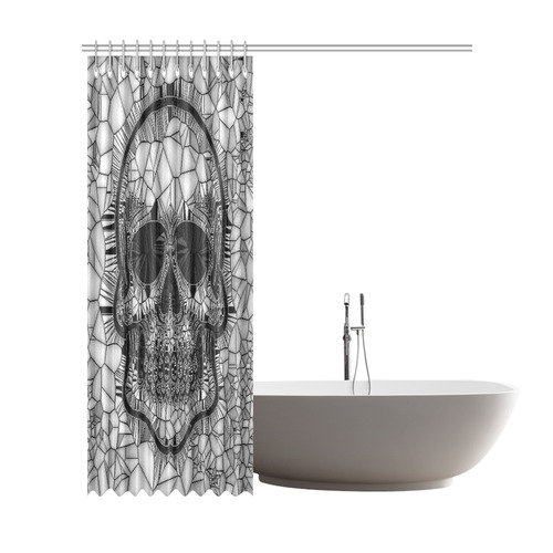 Glass Mosaic Skull, black  by JamColors Shower Curtain 72"x84"