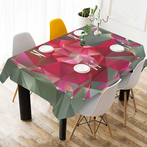 Ruby Low Poly Floral Geometric Triangles Cotton Linen Tablecloth 60" x 90"