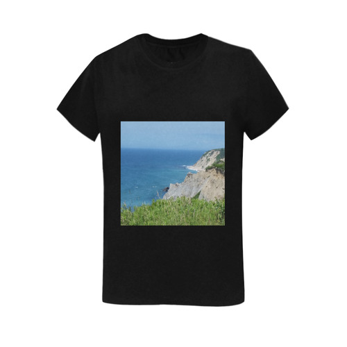 Block Island Bluffs - Block Island, Rhode Island Women's T-Shirt in USA Size (Two Sides Printing)