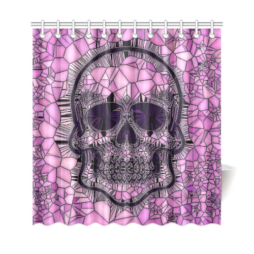 Glass Mosaic Skull,pink by JamColors Shower Curtain 69"x72"
