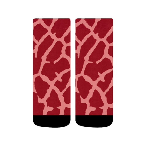 Red Giraffe Print Quarter Socks