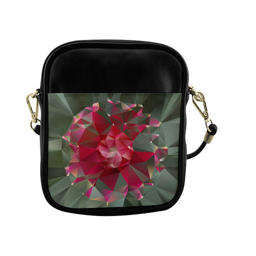 Ruby Low Poly Floral Geometric Triangles Sling Bag (Model 1627)