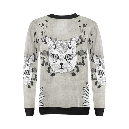 Wonderful sugar cat skull All Over Print Crewneck Sweatshirt for Women (Model H18)