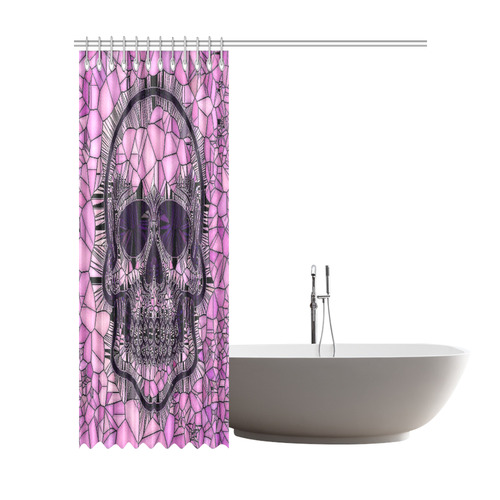 Glass Mosaic Skull,pink by JamColors Shower Curtain 72"x84"