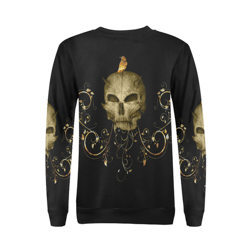 The golden skull All Over Print Crewneck Sweatshirt for Women (Model H18)