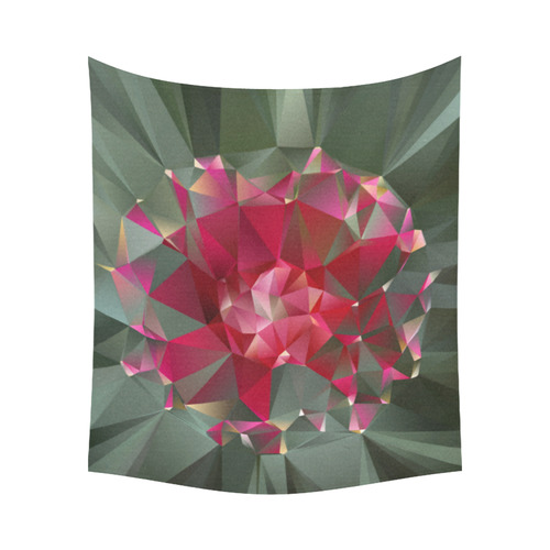 Ruby Low Poly Floral Geometric Triangles Cotton Linen Wall Tapestry 60"x 51"