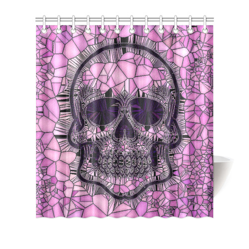 Glass Mosaic Skull,pink by JamColors Shower Curtain 66"x72"