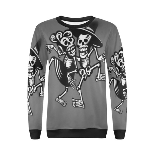 lets dance- Skulls All Over Print Crewneck Sweatshirt for Women (Model H18)