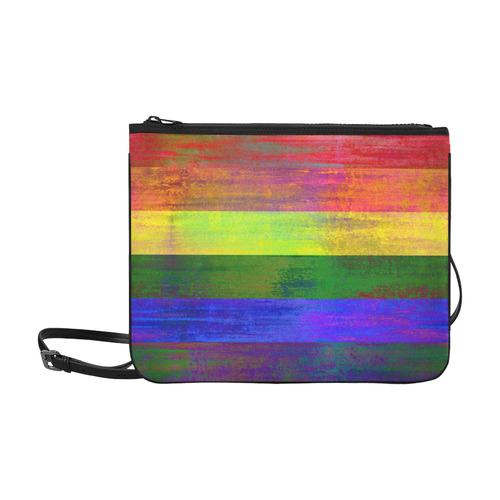 Rainbow Flag Colored Stripes Dark Grunge Slim Clutch Bag (Model 1668)