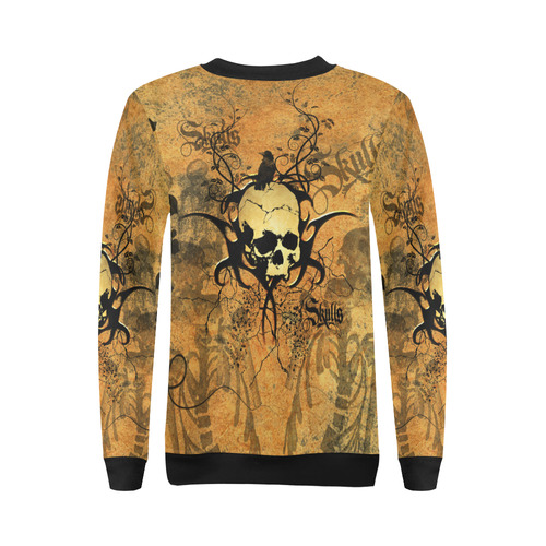 Awesome skull with tribal All Over Print Crewneck Sweatshirt for Women (Model H18)