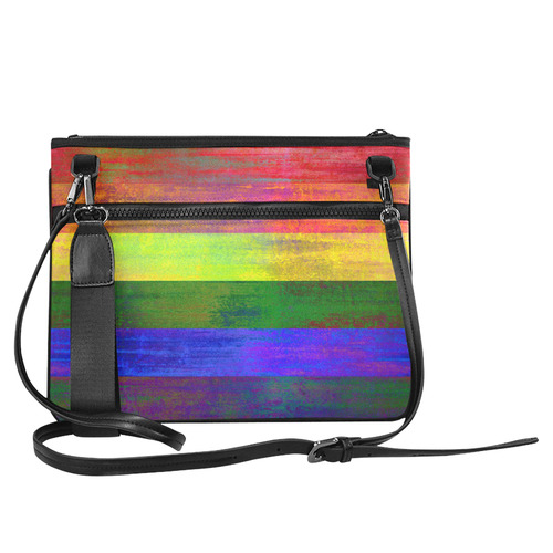 Rainbow Flag Colored Stripes Dark Grunge Slim Clutch Bag (Model 1668)