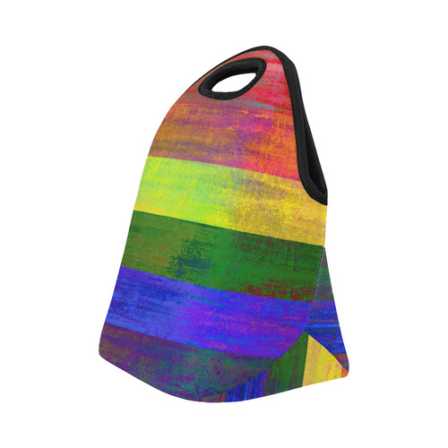 Rainbow Flag Colored Stripes Dark Grunge Neoprene Lunch Bag/Small (Model 1669)