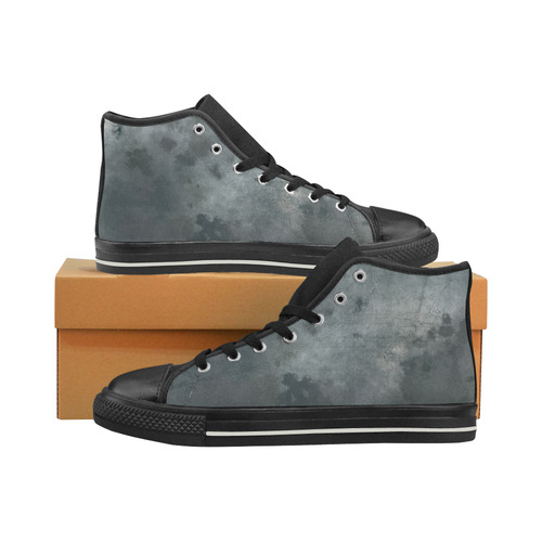 Dark grey letter vintage batik look Men’s Classic High Top Canvas Shoes (Model 017)