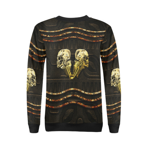 Awesome mechanical skull All Over Print Crewneck Sweatshirt for Women (Model H18)