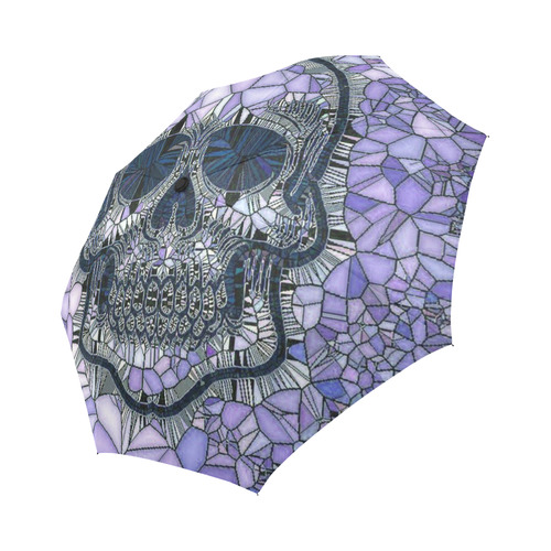 Glass Mosaic Skull, blue by JamColors Auto-Foldable Umbrella (Model U04)