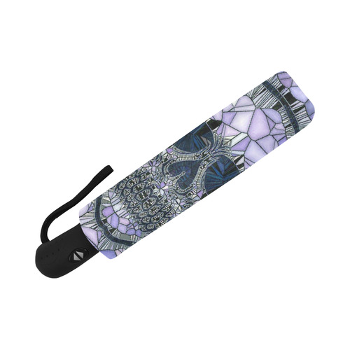 Glass Mosaic Skull, blue by JamColors Auto-Foldable Umbrella (Model U04)