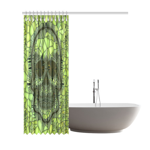 Glass Mosaic Skull,green by JamColors Shower Curtain 72"x84"