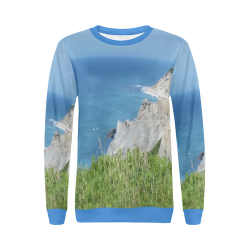 Block Island Bluffs - Block Island, Rhode Island All Over Print Crewneck Sweatshirt for Women (Model H18)