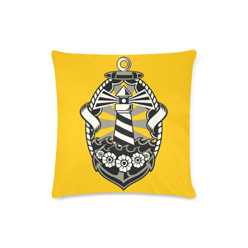 Lighthouse Yellow Custom Zippered Pillow Case 16"x16"(Twin Sides)