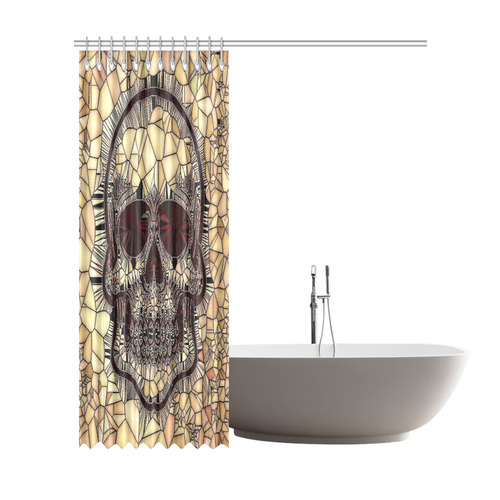 Glass Mosaic Skull,beige by JamColors Shower Curtain 72"x84"