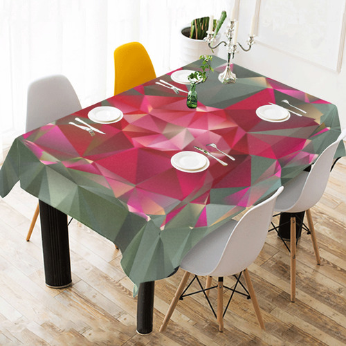 Ruby Low Poly Floral Geometric Triangles Cotton Linen Tablecloth 52"x 70"