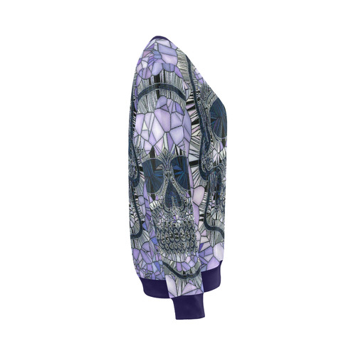 Glass Mosaic Skull, blue by JamColors All Over Print Crewneck Sweatshirt for Women (Model H18)
