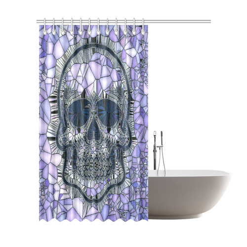 Glass Mosaic Skull, blue by JamColors Shower Curtain 72"x84"