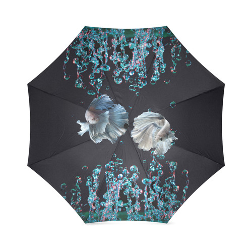 Blue Siamese Fighting Fish with Blue Bubbles Foldable Umbrella (Model U01)