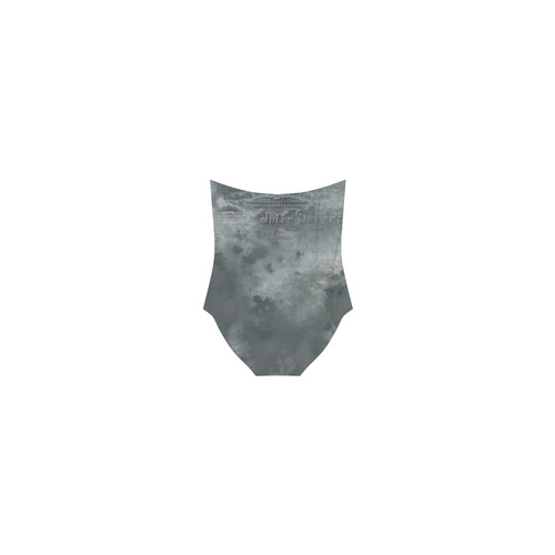 Dark grey letter vintage batik look Strap Swimsuit ( Model S05)